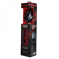 Marvo Mysz M315+G1, 1600DPI, optyczna, 7kl., 1 scroll, czarna, do gry, z podkładką G1